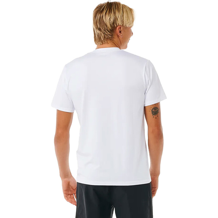 2024 Rip Curl Mens Stapler UPF Short Sleeve Rash Vest 14UMRV - White